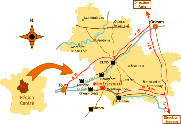 carte de situation de Montrichard